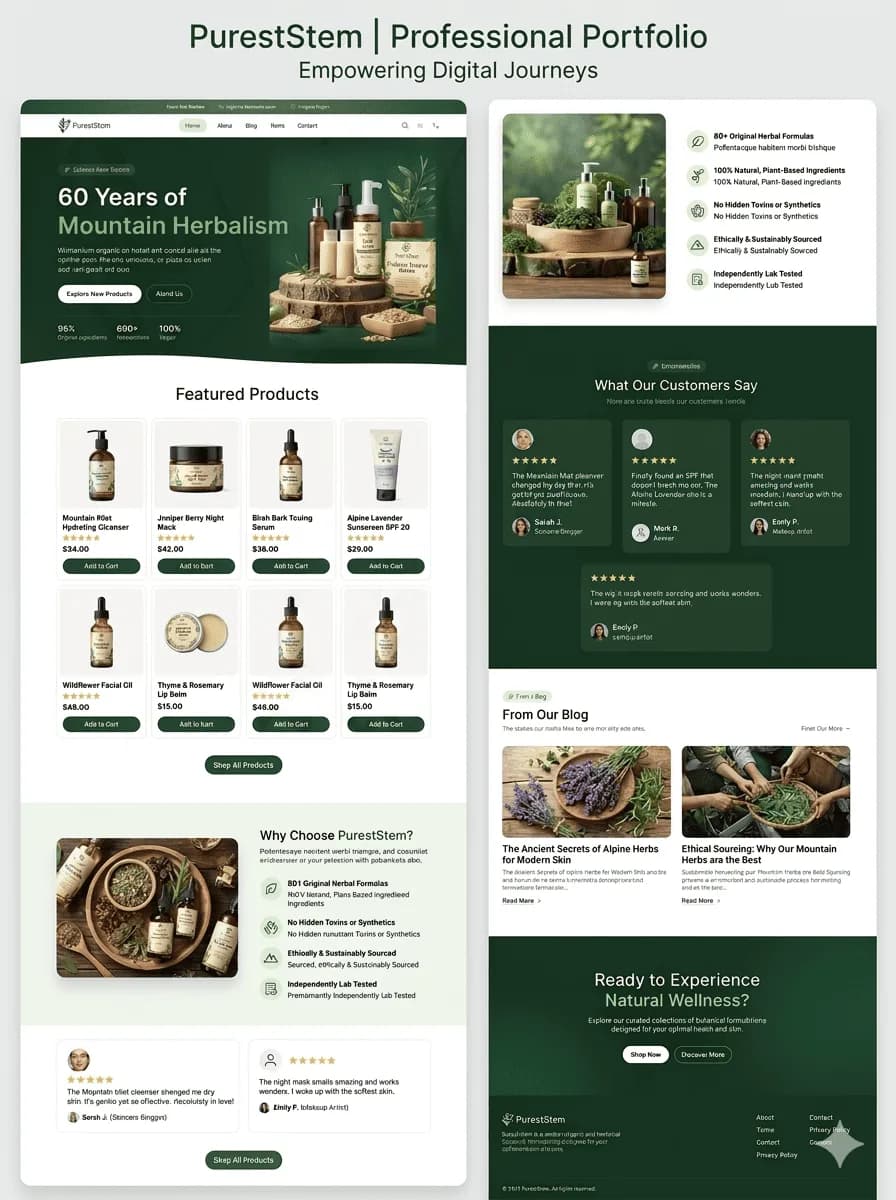 PurestStem - Natural Herbal Skincare E-commerce Website