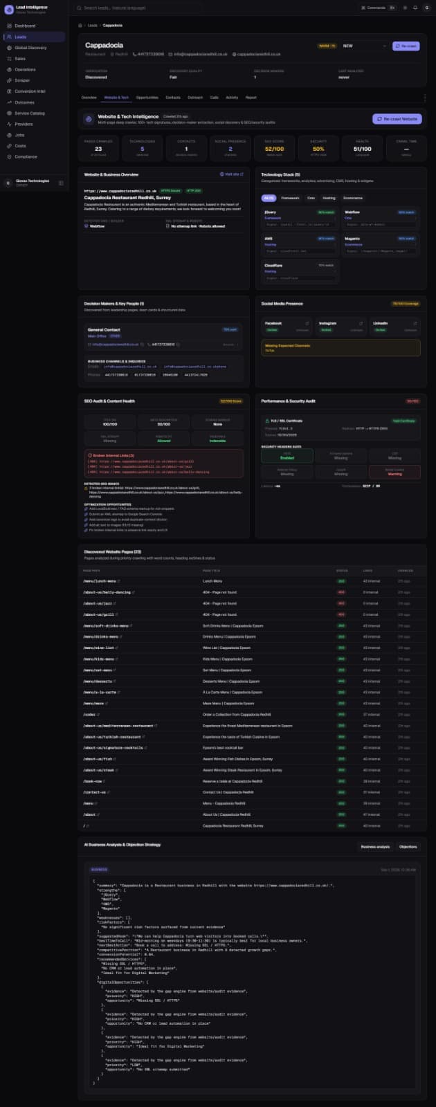AI-Powered B2B Lead Intelligence & Business Audit SaaS screenshot 1